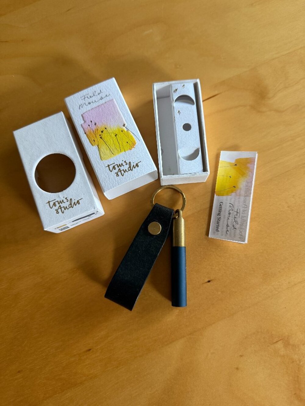 Tom's Studio Field Mouse Keychain and refillable pen - Midnight, gently used.